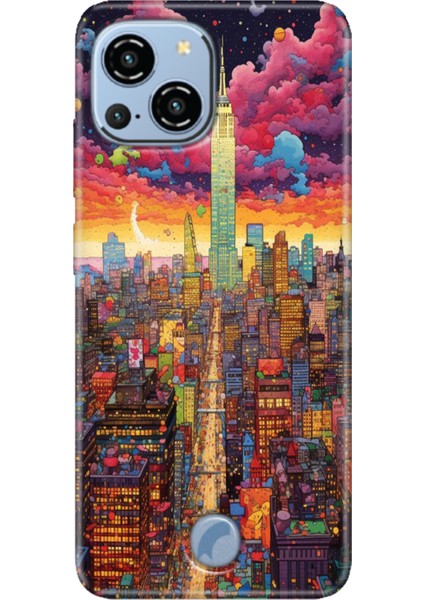 Reeder S23 Pro Max Kılıf Resimli Arka Kapak Silikon Kapak Retro Newyork