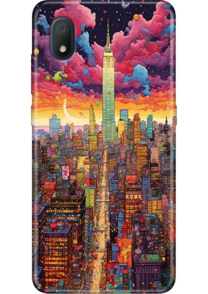 Tcl L7 Kılıf Desenli Silikon Renkli Phone Case Retro Newyork