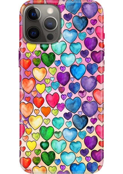Apple iPhone 12 Pro Kılıf Tasarım Baskılı Silikon Kalp Çizim