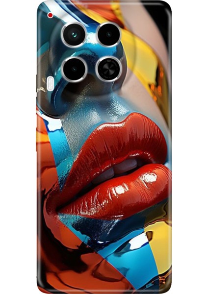 Tecno Camon 30 Kılıf (Cl6) Uyumlu Silikon Desenli Kapak Makyaj