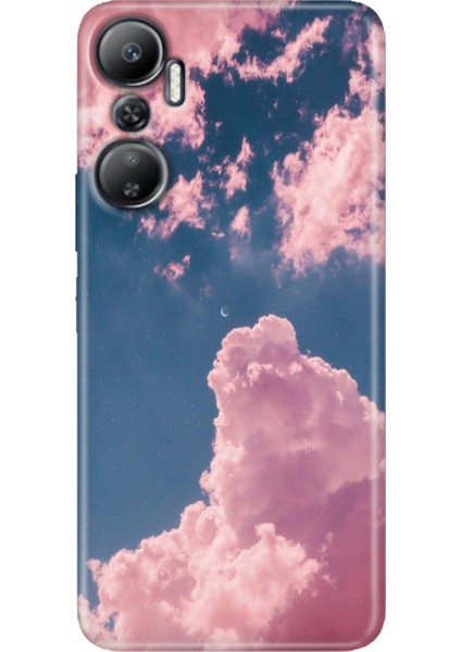 Infinix Hot 20 Kılıf (X6826C) Desenli Baskılı Esnek Silikon Kapak Pembe Bulut