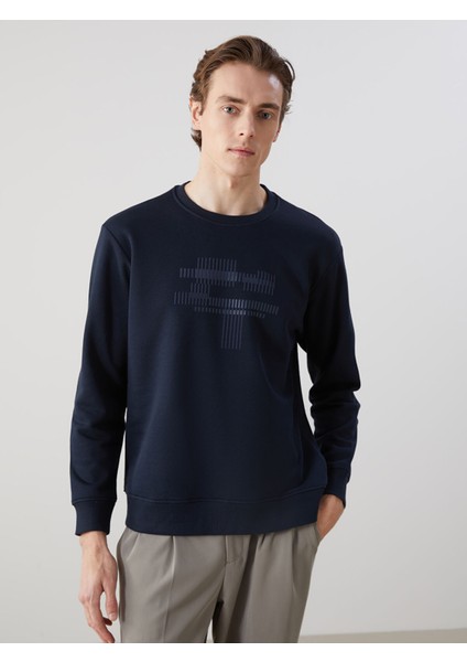 Yeni Sezon Bisiklet Yaka Uzun Kollu Baskılı Erkek Sweatshirt