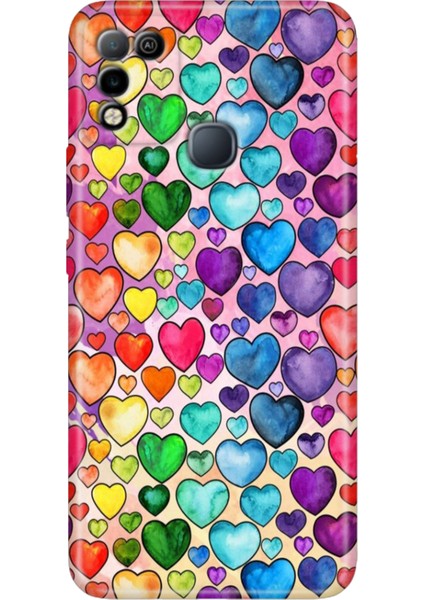 Infinix Hot 10 Play Kılıf Desenli Baskılı Esnek Silikon Kapak Kalp Çizim