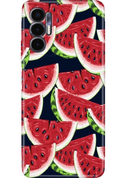 Tecno Pova 3 Kılıf (LF7N) Uyumlu Renkli Baskı Desen Esnek Silikon Karpuz