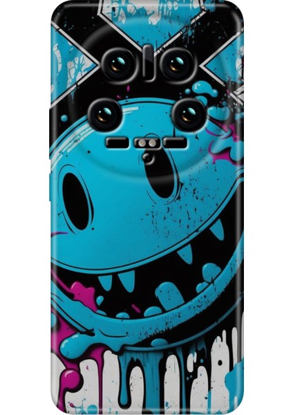 Xiaomi Mi 14 Ultra Kılıf Renkli Rubber Desen Silikon Vintage Wall