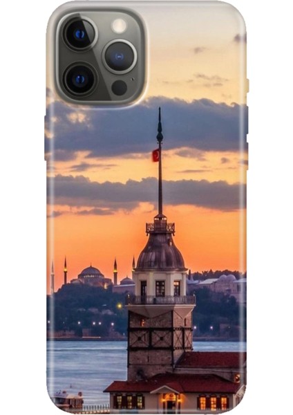 Apple iPhone 12 Pro Kılıf Tasarım Baskılı Silikon Kız Kulesi