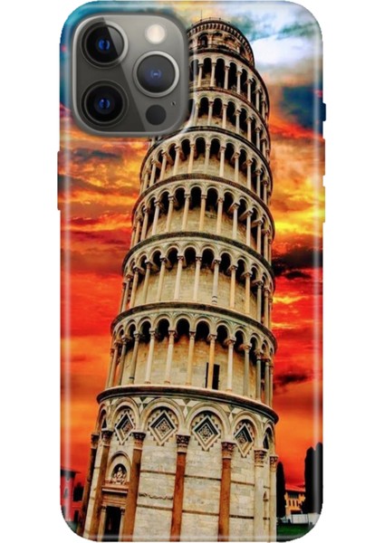 Apple iPhone 12 Pro Kılıf Tasarım Baskılı Silikon Pizza Kulesi