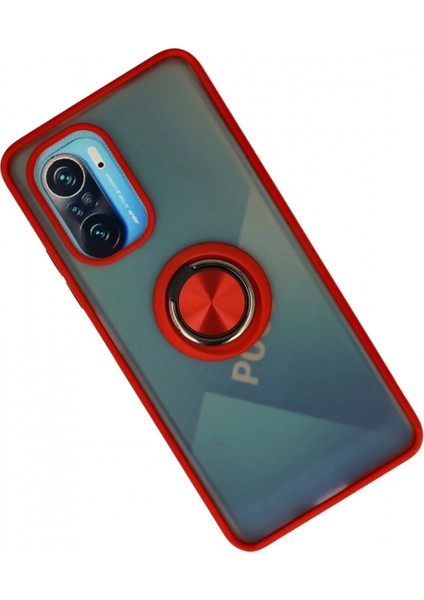 Xiaomi Redmi K40 Kılıf Montreal Yüzüklü Silikon Kapak - Kırmızı fiyatları