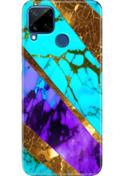 Realme C15 Kılıf Desenli Silikon Renkli Tpu Uv Nezih Mermer