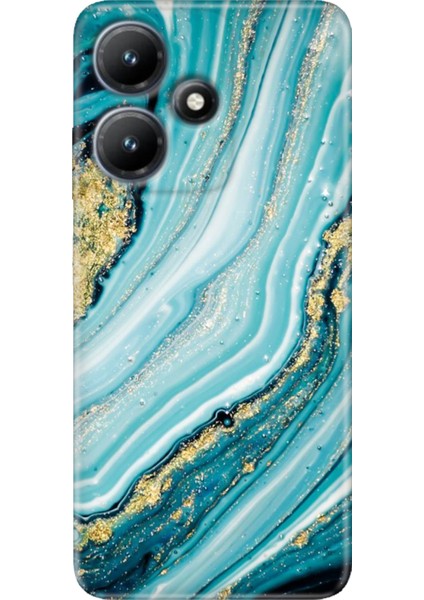 Infinix Hot 30 Kılıf Baskılı Esnek Silikon Kapak Simli Taş