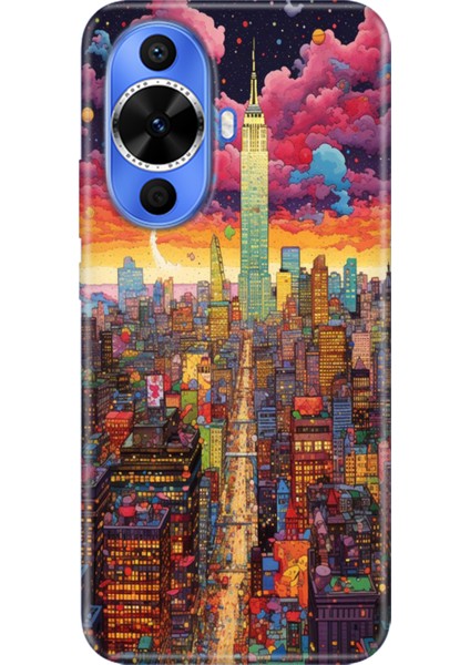 Huawei Nova 12S Kılıf Desenli Kapak Renkli Tpu Uv Retro Newyork