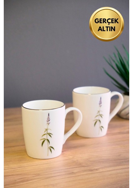 Porselen Natura Salkım Kulplu Mug Kupa 9cm 220ML 2 Li