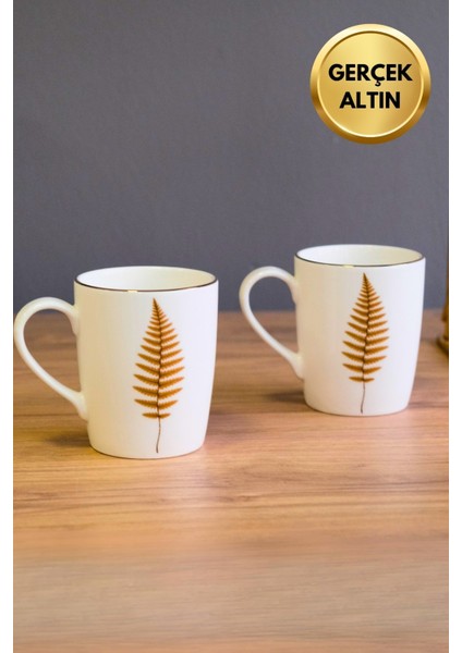Porselen Natura Fern Kulplu Mug Kupa 9cm 220ML 2 Li