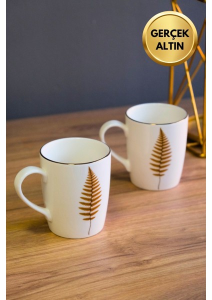 Porselen Natura Fern Kulplu Mug Kupa 9cm 220ML 2 Li modelleri