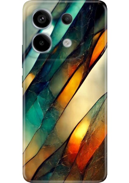 Redmi Note 13 Pro 5g / Poco X6 Kılıf Renkli Esnek Silikon Flora Mermer