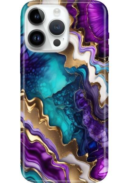 iPhone 16 Pro Max Kılıf Silikon Desenli Baskılı Cover Keskin Ametist