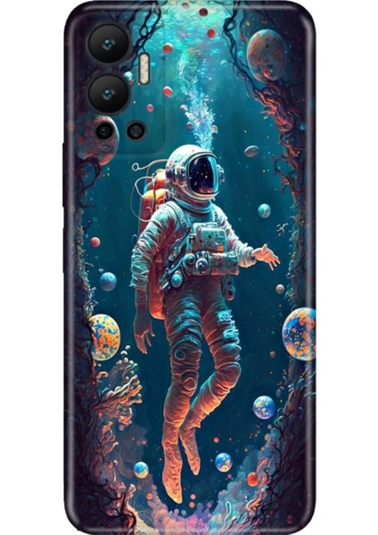 Infinix Hot 12 Kılıf Desenli Baskılı Esnek Silikon Kapak Astronot