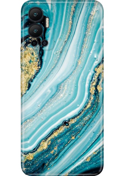 Infinix Hot 12 Kılıf Desenli Baskılı Esnek Silikon Kapak Simli Taş