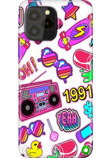 Oukitel C21 Pro / Plus Uyumlu Kılıf Desenli Silikon Renkli Tpu Uv 90'lar