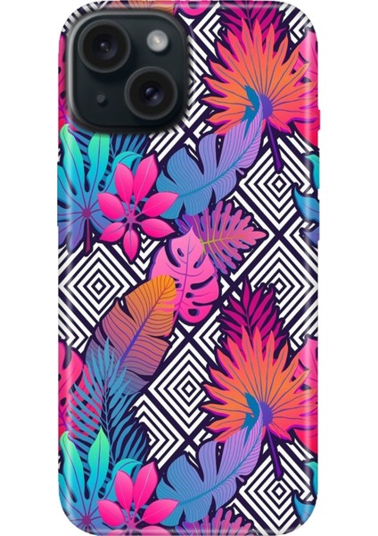 iPhone 13 - 14 Kılıf Desenli Kapak Renkli Tpu Uv Botanik