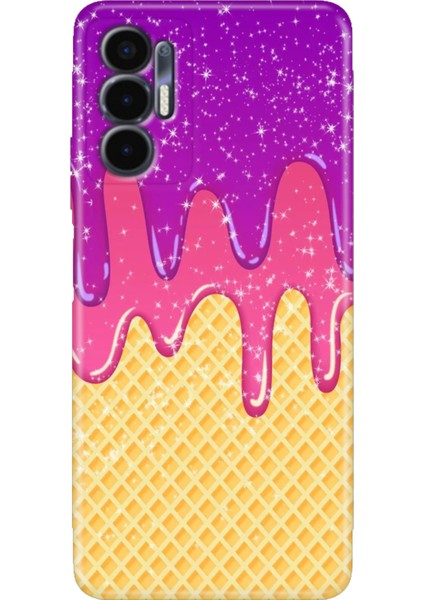 Tecno Pova 3 Kılıf (LF7N) Uyumlu Renkli Baskı Desen Esnek Silikon Krema