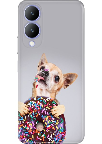 Vivo Y17S Kılıf Desenli Kapak Renkli Silikon Cvr Donut Dog
