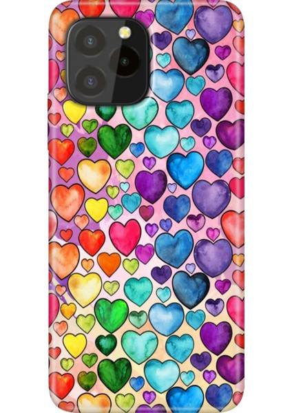 Oukitel C21 Pro / Plus Uyumlu Kılıf Desenli Silikon Renkli Tpu Uv Kalp Çizim