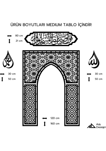 Ahşap Mihrap, Damla Şekilli Allah & Muhammed Lafzı ve Ahşap Bakara 144. Ayet Duvar Tablosu Seti indirimleri