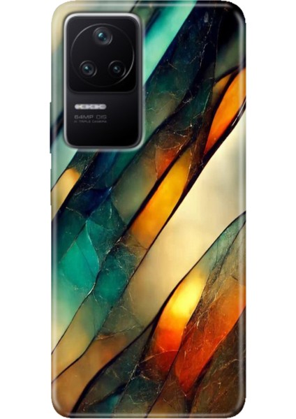 Xiaomi Poco F4 Kılıf Desenli Kapak Renkli Ermer Flora Mermer