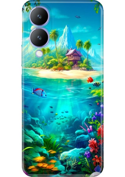 Vivo Y17S Kılıf Desenli Kapak Renkli Silikon Cvr Island