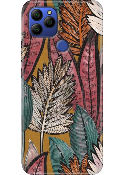 General Mobile Gm 21 Kılıf Baskılı Silikon Case Uv Yapraklar