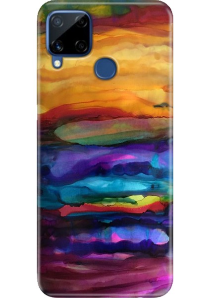 Realme C15 Kılıf Desenli Silikon Renkli Tpu Uv Sulu Boya