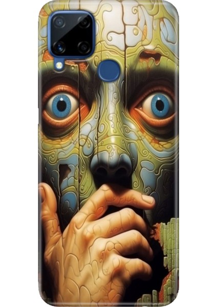 Realme C15 Kılıf Desenli Silikon Renkli Tpu Uv Iluzyon