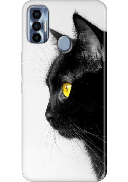 Tecno Spark 7 Pro Kılıf Renkli Silikon Kedi Bakışı