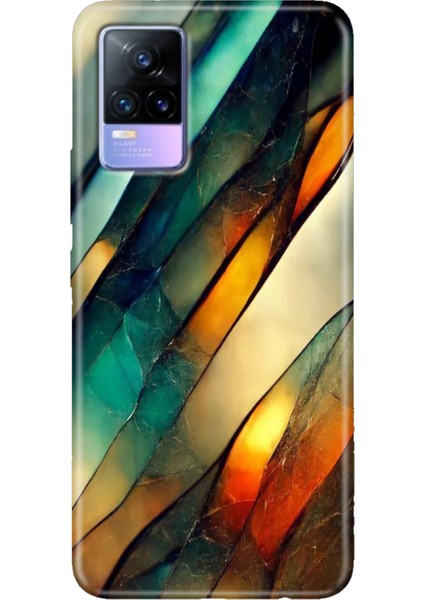 Vivo V21 Kılıf 6.44 Inc Desenli Silikon Esnek Uyumlu Kapak Flora Mermer