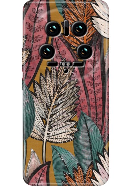 Xiaomi Mi 14 Ultra Kılıf Renkli Rubber Desen Silikon Yapraklar