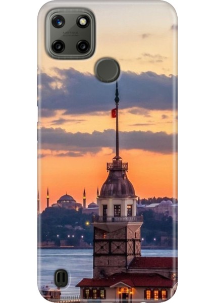 Realme C21Y - Realme C25Y Kılıf Desenli Kapak Renkli Tpu Uv Kız Kulesi