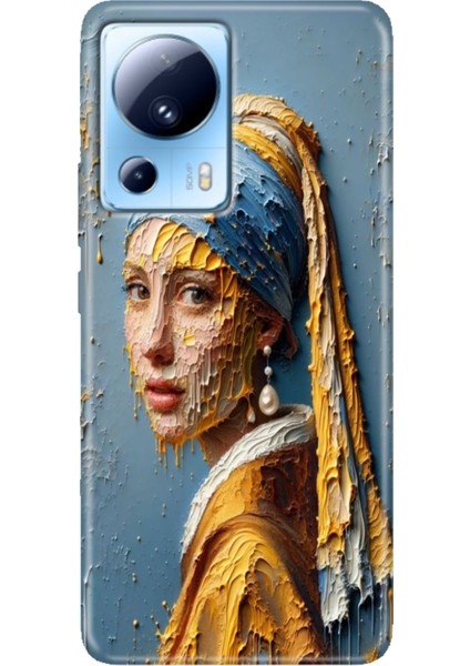 Xiaomi Mi 13 Lite Kılıf Desenli Mi 13 Lite Design Silikon Inciküpeli