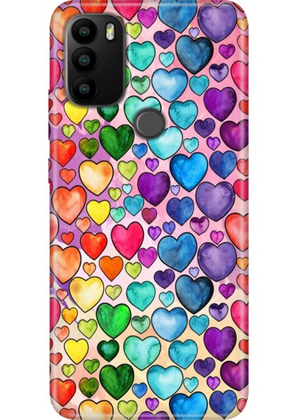 General Mobile Gm 21 Pro Kılıf Baskılı Esnek Silikon Kapak Kalp Çizim