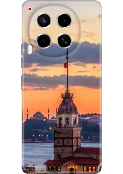 Tecno Camon 30 Kılıf (Cl6) Uyumlu Silikon Desenli Kapak Kız Kulesi