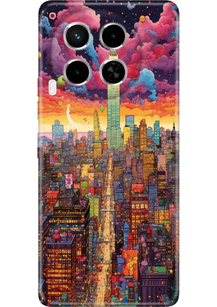 Tecno Camon 30 Kılıf (Cl6) Uyumlu Silikon Desenli Kapak Retro Newyork