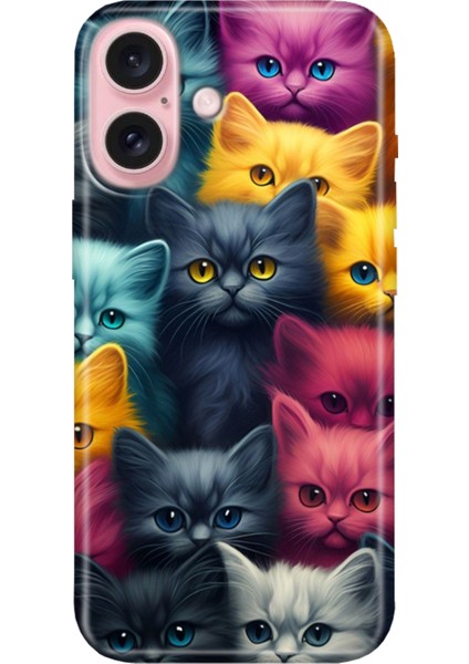 iPhone 16 Plus Kılıf Silikon Desenli Kalıplı Case Kedi Ordusu