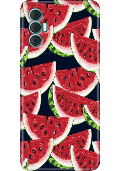 Tecno Spark 8 Pro Kılıf Renkli Silikon Kapak Karpuz