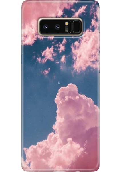 Samsung Galaxy Note 8 Kılıf Renkli Temalı Note8 Silikon Pembe Bulut