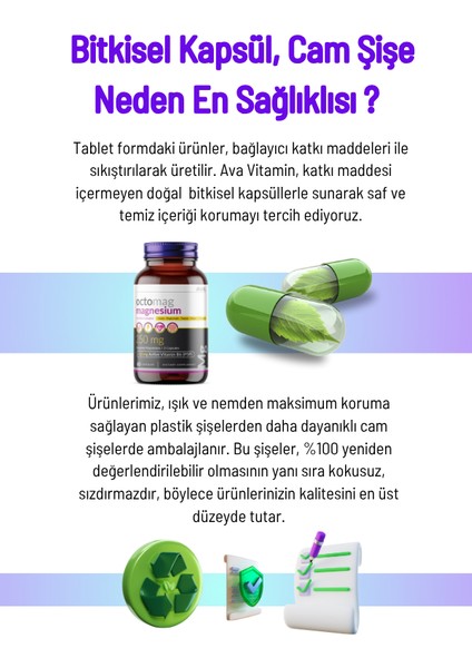 Octomag X5 Magnezyum 250MG Complex 60 Bitkisel Kapsül Malat Sitrat Taurat Bisglisinat Treonat B6 modelleri