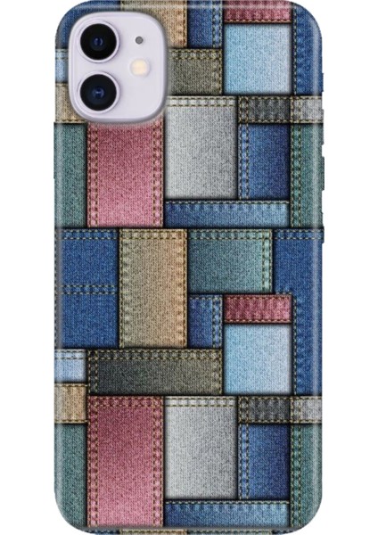 Apple iPhone 11 Kılıf Renkli Temalı iPhone 11 Silikon Jean Pattern