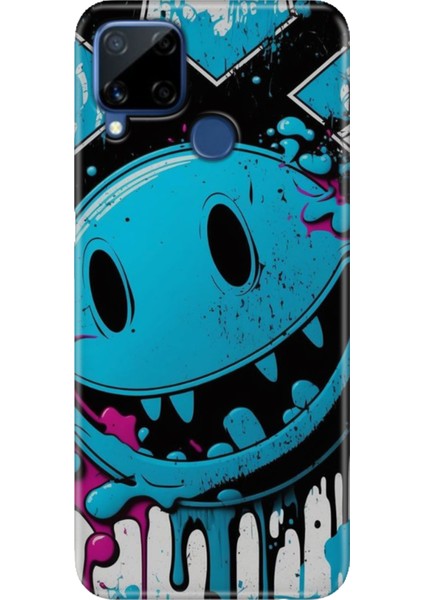 Realme C15 Kılıf Desenli Silikon Renkli Tpu Uv Vintage Wall