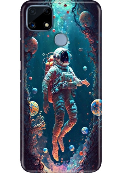 Realme C25 Kılıf Desenli Silikon Renkli Phone Case Astronot