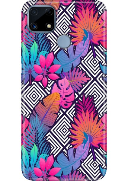 Realme C25 Kılıf Desenli Silikon Renkli Phone Case Botanik