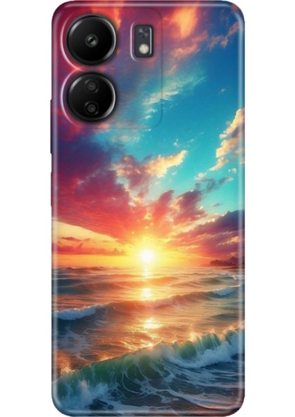 Xiaomi Redmi 13C - Poco C65 Kılıf Renkli Esnek Silikon Okyanus